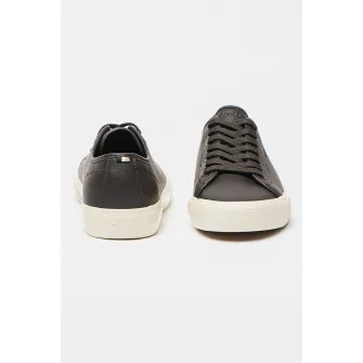 BOSS, Pantofi sport din piele ecologica cu detaliu cu logo in relief, Maro inchis, 42