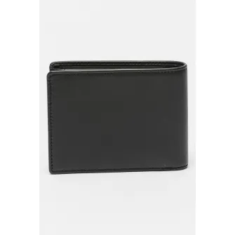 BOSS, Portofel pliabil de piele Arezzo, Negru