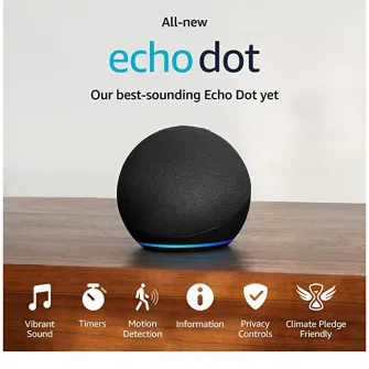 Boxa inteligenta Amazon Echo Dot 5, Control Voce Alexa, Wi-Fi, Bluetooth, Negru