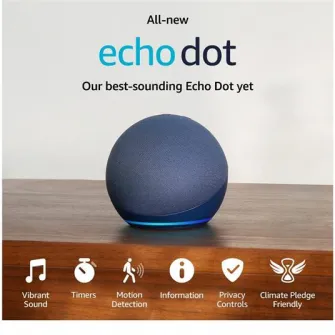 Boxa inteligenta Amazon Echo Dot 5, Control Voce Alexa, Wi-Fi, Bluetooth, Albastru