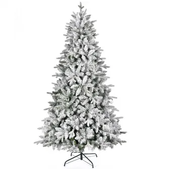 Brad artificial frosted Kring Quebec, aspect nins, 210 cm, Alb