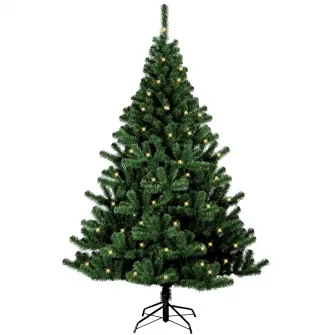 Brad artificial Kring Promo, 180 cm, 200 de LED-uri, lumina calda, suport metalic, Verde