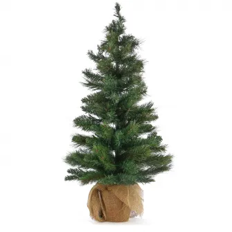 Brad artificial mini Kring Montana, 90 cm, 50 LED-uri, lumina calda, baterii, Verde