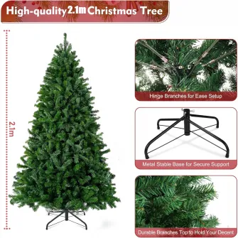 Brad de Craciun artificial premium, S&Z, 1000 crengute,210 cm, suport clasic, utilizat pentru interior/exterior, Verde