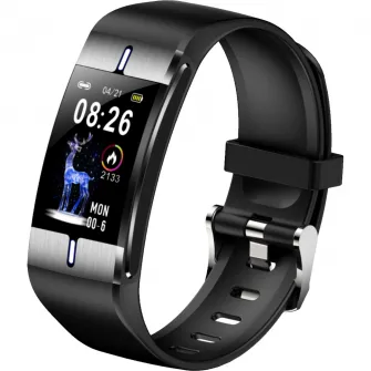 Bratara fitness Maxcom FW34 Silver, bratara silicon, IMC, Negru