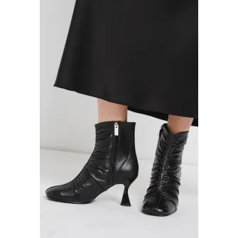 Bronx, Botine de piele cu aspect texturat, Negru, 40