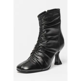 Bronx, Botine de piele cu aspect texturat, Negru, 40