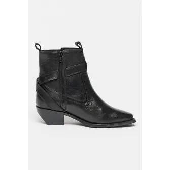 Bronx, Cizme de piele cu model cu catarama, Negru, 39