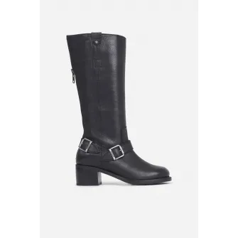 Bronx, Cizme mid-calf de piele, Maro fango, 37