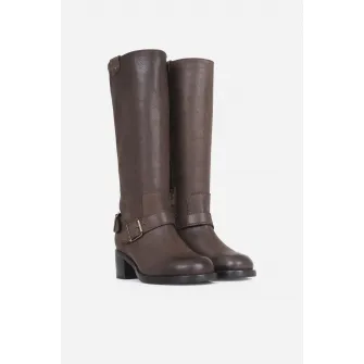 Bronx, Cizme mid-calf de piele, Maro inchis, 37