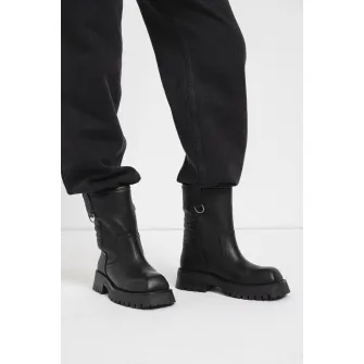 Bronx, Ghete de piele cu toc masiv, Negru, 37