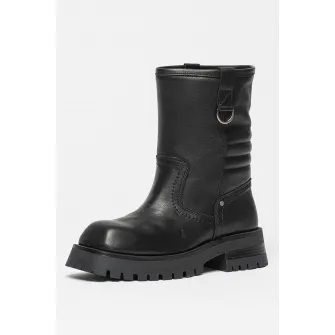 Bronx, Ghete de piele cu toc masiv, Negru, 37