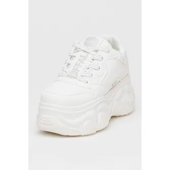 Buffalo, Pantofi sport de piele ecologica cu aspect masiv Blader One, Alb, 40