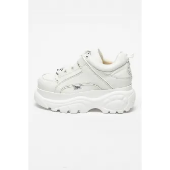 Buffalo, Pantofi sport flatform de piele cu aspect masiv Classics, Alb prafuit, 40