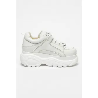 Buffalo, Pantofi sport flatform de piele cu aspect masiv Classics, Alb prafuit, 40