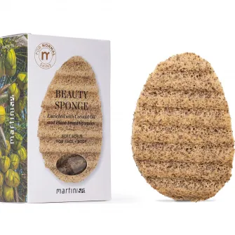 Burete pentru fata si corp piele normala Martini cu ulei de cocos si granule cu origine vegetale , soft scrub