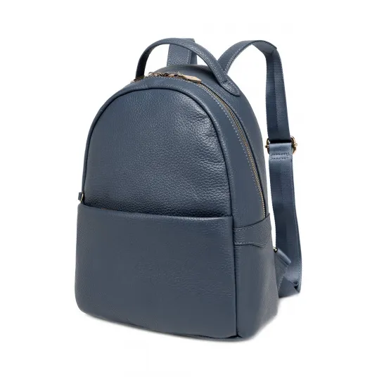 C'iel, Rucsac de piele cu buzunar frontal Avalon, Albastru prafuit