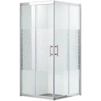 Cabina de dus patrata Belform Maze, 2 usi culisante, sticla securizata 6 mm, geam transparent, profil crom, 80x80x185 cm