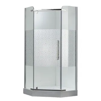 Cabina de dus pentagonala, Belform Maze, 80x80 cm, cu usa batanta, deschidere stanga