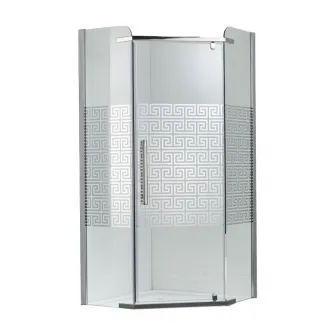 Cabina de dus pentagonala, Belform Maze, 80x80 cm, cu usa batanta, deschidere dreapta