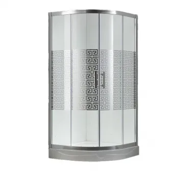 Cabina de dus semirotunda Belform Maze, 80x80 cm, usi glisante
