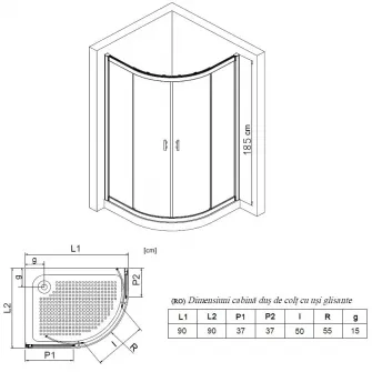 Cabina de dus semirotunda Belform Maze, 90x90 cm, usi glisante