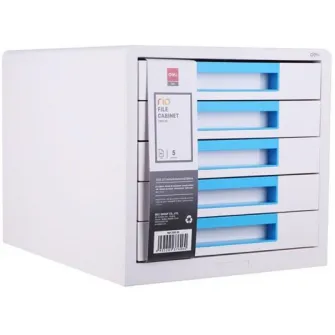 Cabinet Deli, 5 sertare, alb/bleu