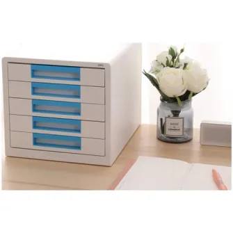 Cabinet Deli, 5 sertare, alb/bleu