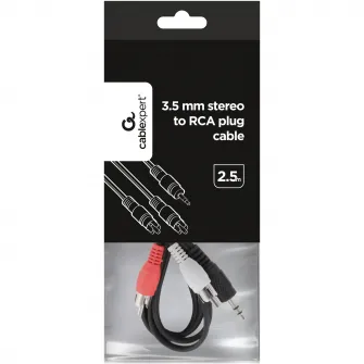 Cablu audio Gembird stereo 3.5 mm jack la 2 x RCA, 2.5m CCA-458-2.5M