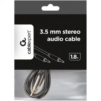 Cablu audio Gembird stereo 3.5 mm jack T/T, 1.8m, conectori auriti, Negru, CCap-444-6