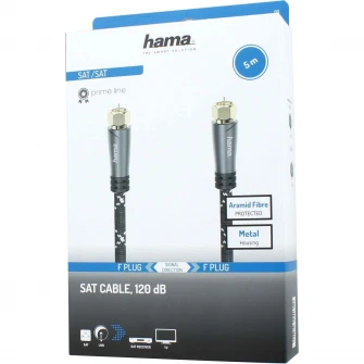 Cablu coaxial Hama 205079, 5 metri, negru