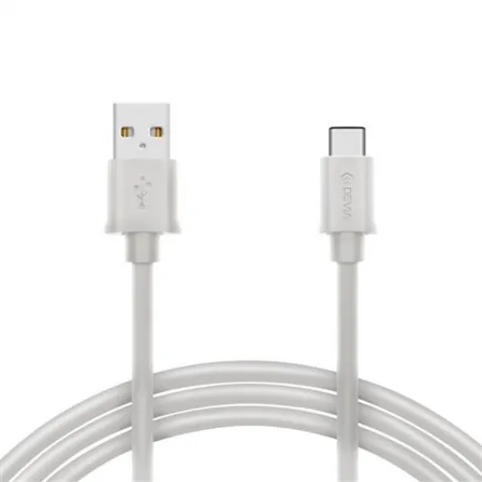 Cablu de date/incarcare Devia, Type C-USB, White