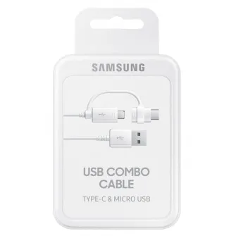 Cablu de date/incarcare Samsung, combo, Micro Usb, Type-C, White