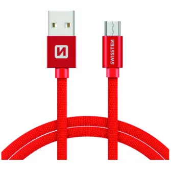 Cablu de date Swissten textile usb/micro usb 2.0m, Red