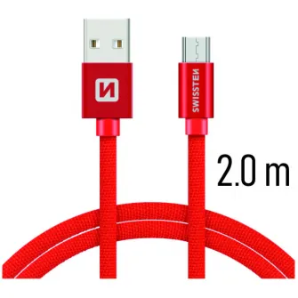 Cablu de date Swissten textile usb/micro usb 2.0m, Red