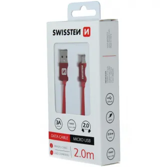 Cablu de date Swissten textile usb/micro usb 2.0m, Red