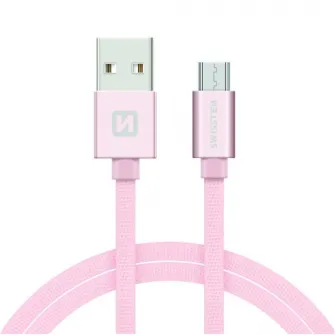 Cablu de date Swissten textile usb/micro usb 2.0m, Rose/Gold