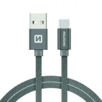 Cablu de date Swissten textile usb/usb-c 2.0m, Grey