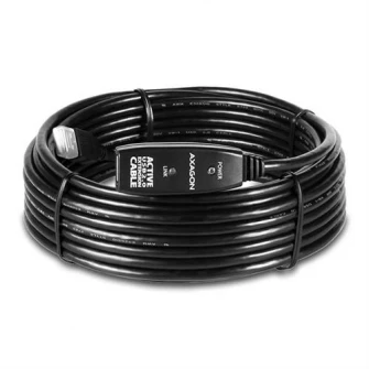 Cablu prelungitor USB 2.0 Axagon ADR-210, 10 metri, 3.5 mm jack pentru alimentare, Negru