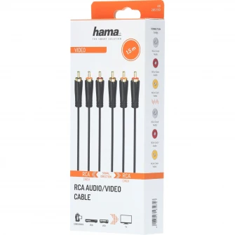 Cablu RCA Hama 205150, 3 RCA plugs - 3 RCA plugs, 1.5 m
