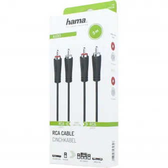 Cablu RCA Hama 205258, 2 RCA plugs - 2 RCA plugs, 3 m