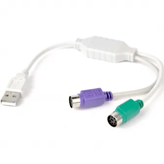 Cablu USB Gembird splitter, USB 2.0 (T) la 2 x PS2 (T), 30cm, Alb, UAPS12