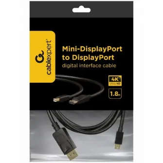 Cablu video Gembird, Mini-DisplayPort (T) la DisplayPort (T), 1.8m, rezolutie maxima 4K UHD la 30 Hz, Negru, CCP-mDP2-6