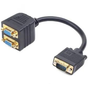 Cablu video Gembird Splitter VGA (T) la 2 x VGA (M), 20cm, negru, CC-VGAX2-20CM