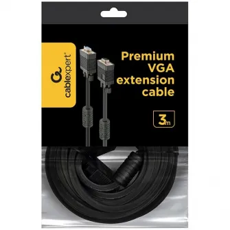 Cablu video Gembird VGA (T) la VGA (M), 3m, dublu ecranat, negru, CC-PPVGAX-10-B