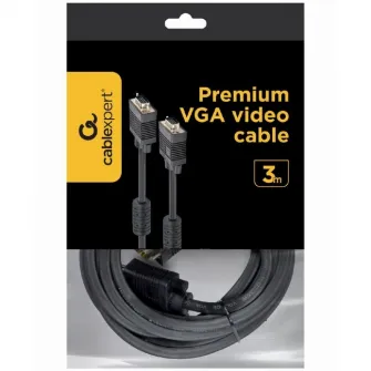 Cablu video Gembird, VGA (T) la VGA (T), 3m, premium, dublu ecranat, Negru, CC-PPVGA-10-B