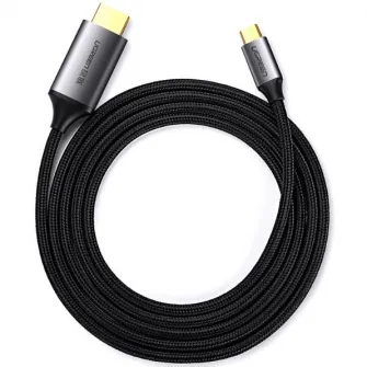 Cablu video Ugreen, USB Type-C la HDMI, rezolutie maxima 4K UHD (3840 x 2160) la 60 Hz, 1.5m, braided, Negru