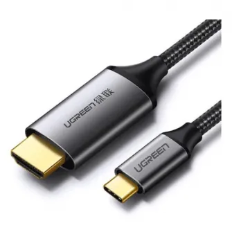 Cablu video Ugreen, USB Type-C la HDMI, rezolutie maxima 4K UHD (3840 x 2160) la 60 Hz, 1.5m, braided, Negru
