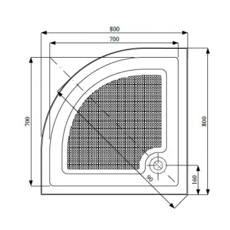 Cadita de dus semirotunda Belform Cubo, 80x80 cm, Acril + ABS