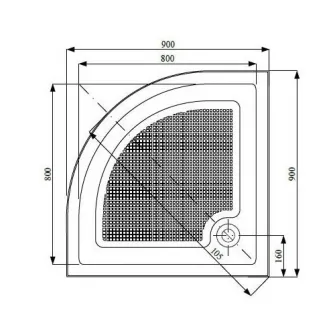 Cadita de dus semirotunda Belform Cubo, 90x90 cm, Acril + ABS
